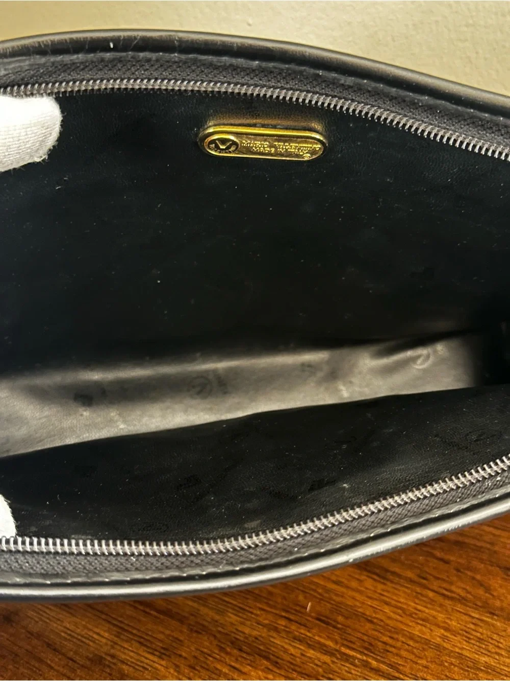 Mario Valentino Signature Stripe Leather Clutch & Dustbag